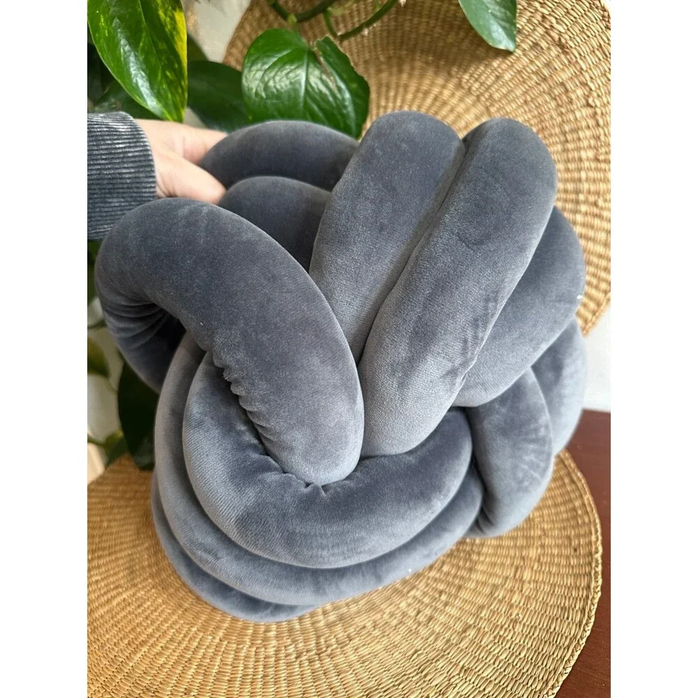 Gray Knot Pillow – Plush Decorative Throw, 10”